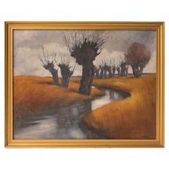 Dramatic Moorland Landscape, Vintage Original Oil Painting, Mid-20th Century