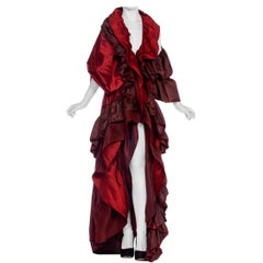 Dramatic Morphew Collection Silk 
Rayon Red Backless Ruffle Gown