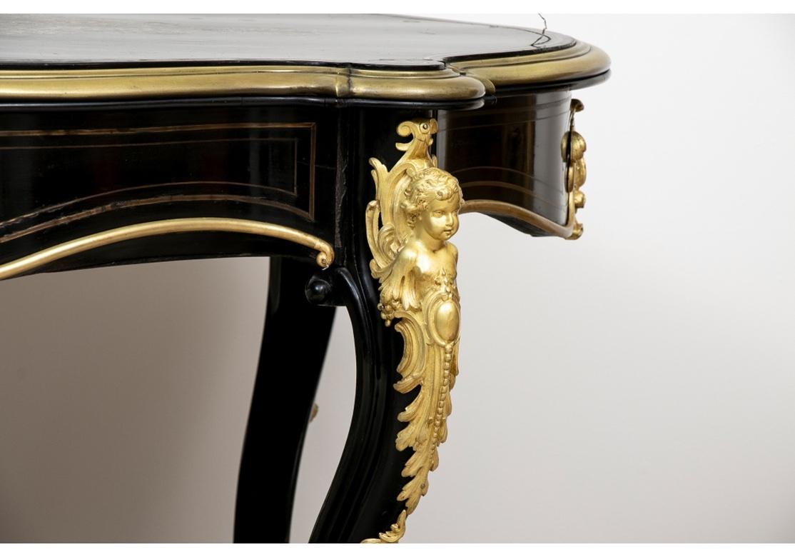 Dramatic Napoleon III Ebonized and Dore Console For Sale 5