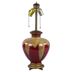 Flammenglasierte Vase im orientalischen Stil, als Lampe montiert, um 1880