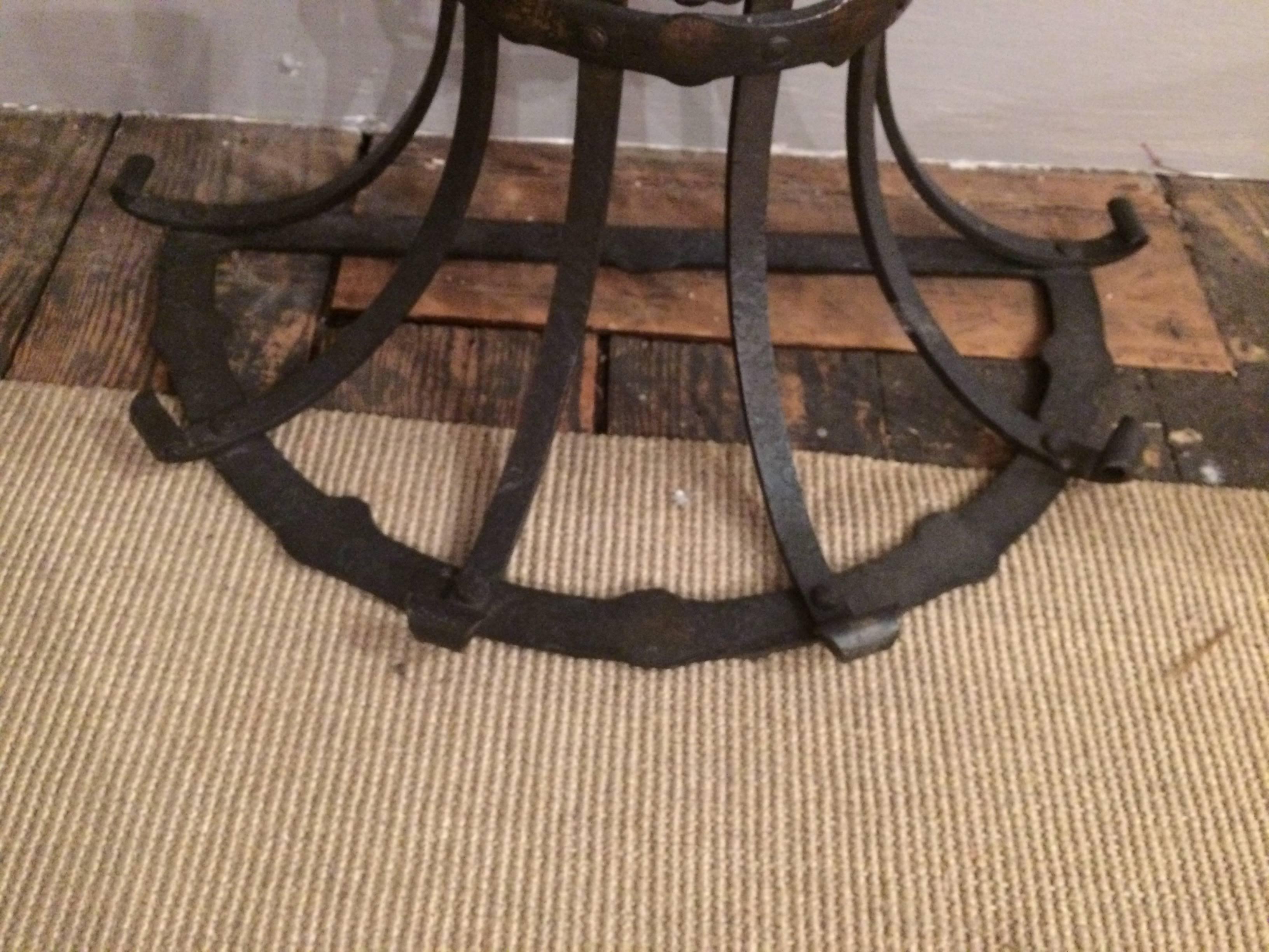 Dramatic Oscar Bach Iron and Black Marble Demilune Console Table 3