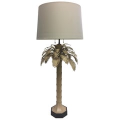 Dramatic Painted Tole Palm Tree Lamp