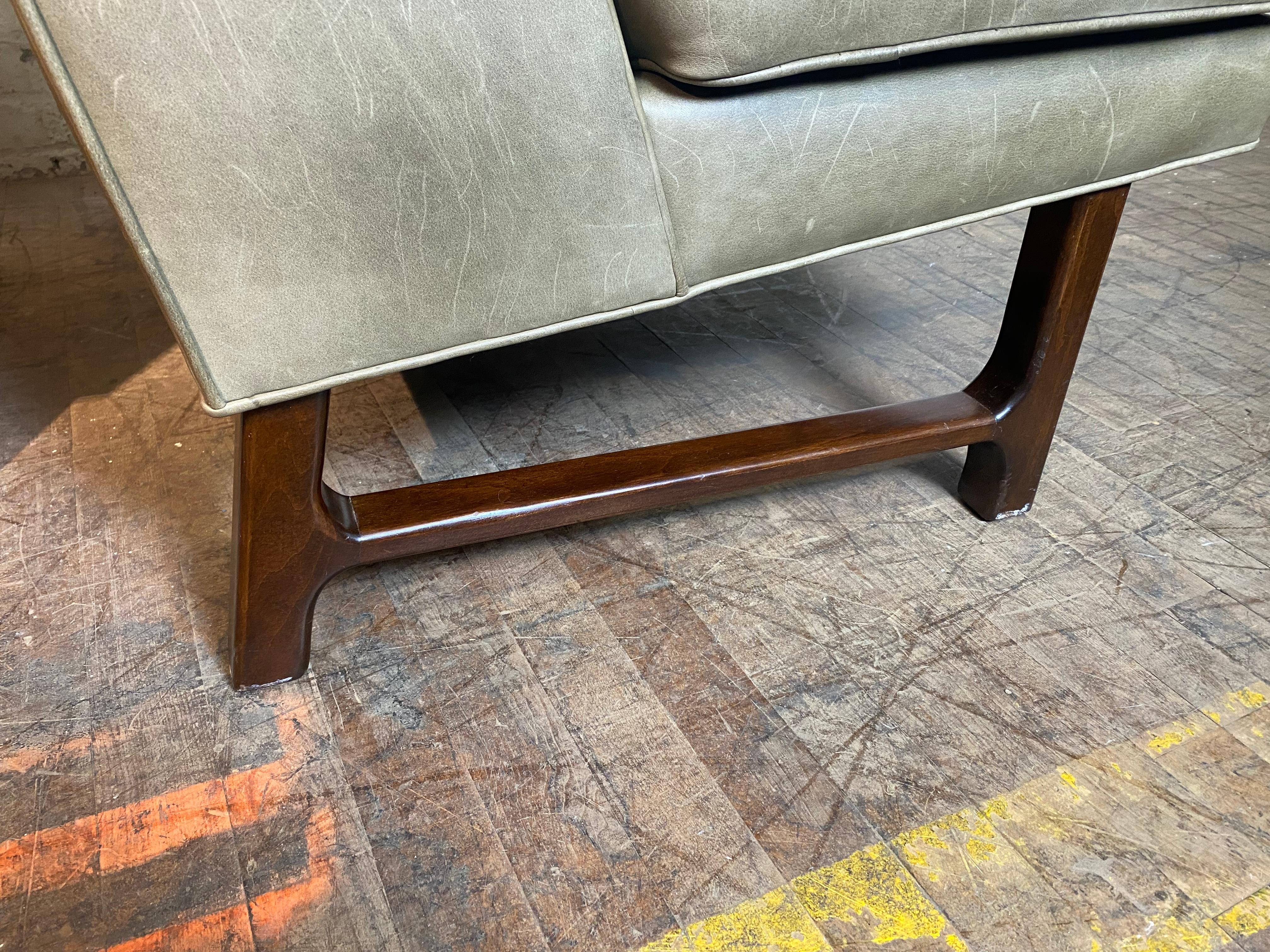 Dramatic Pair Modernist  Leather Lounge Chairs attrib Edward Wormley /Dunbar 7