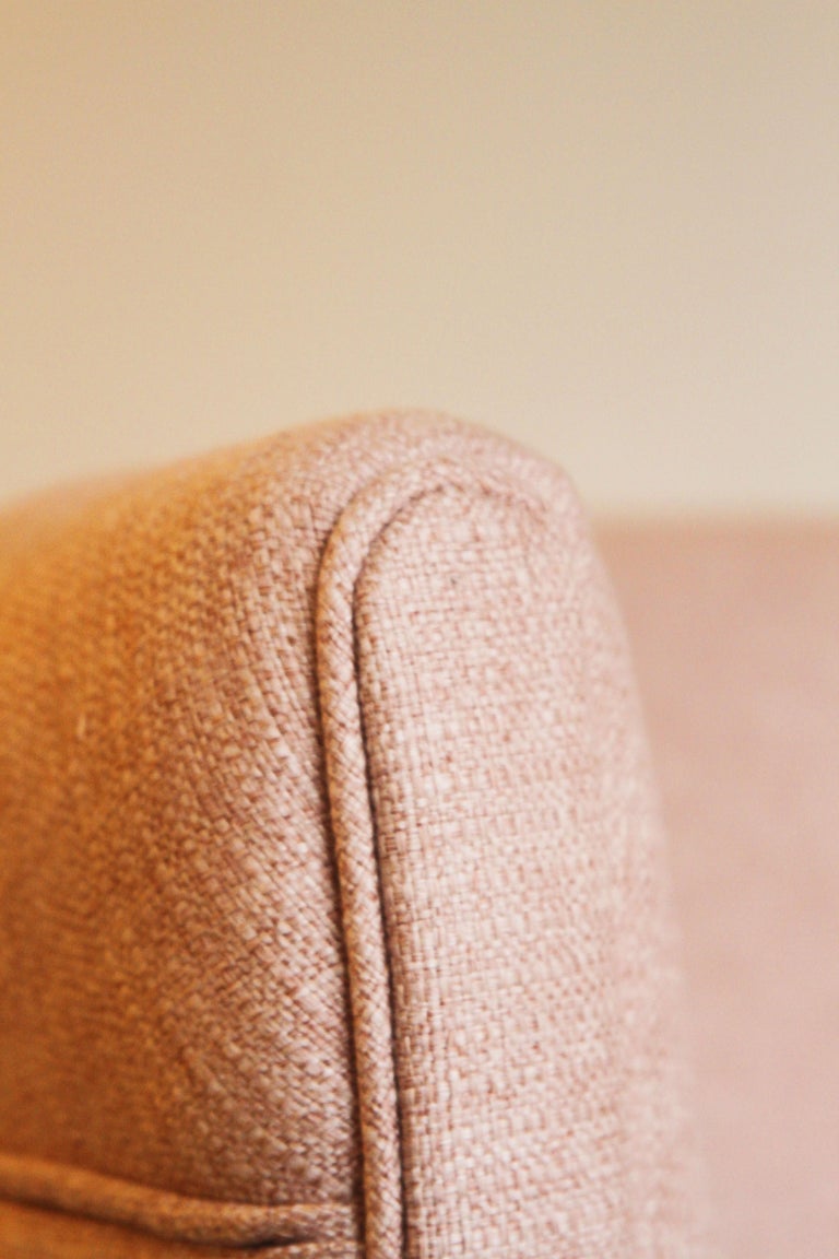 Dramatic Pair of Newly Upholstered Blush Pink Lounge Chairs at 1stDibs