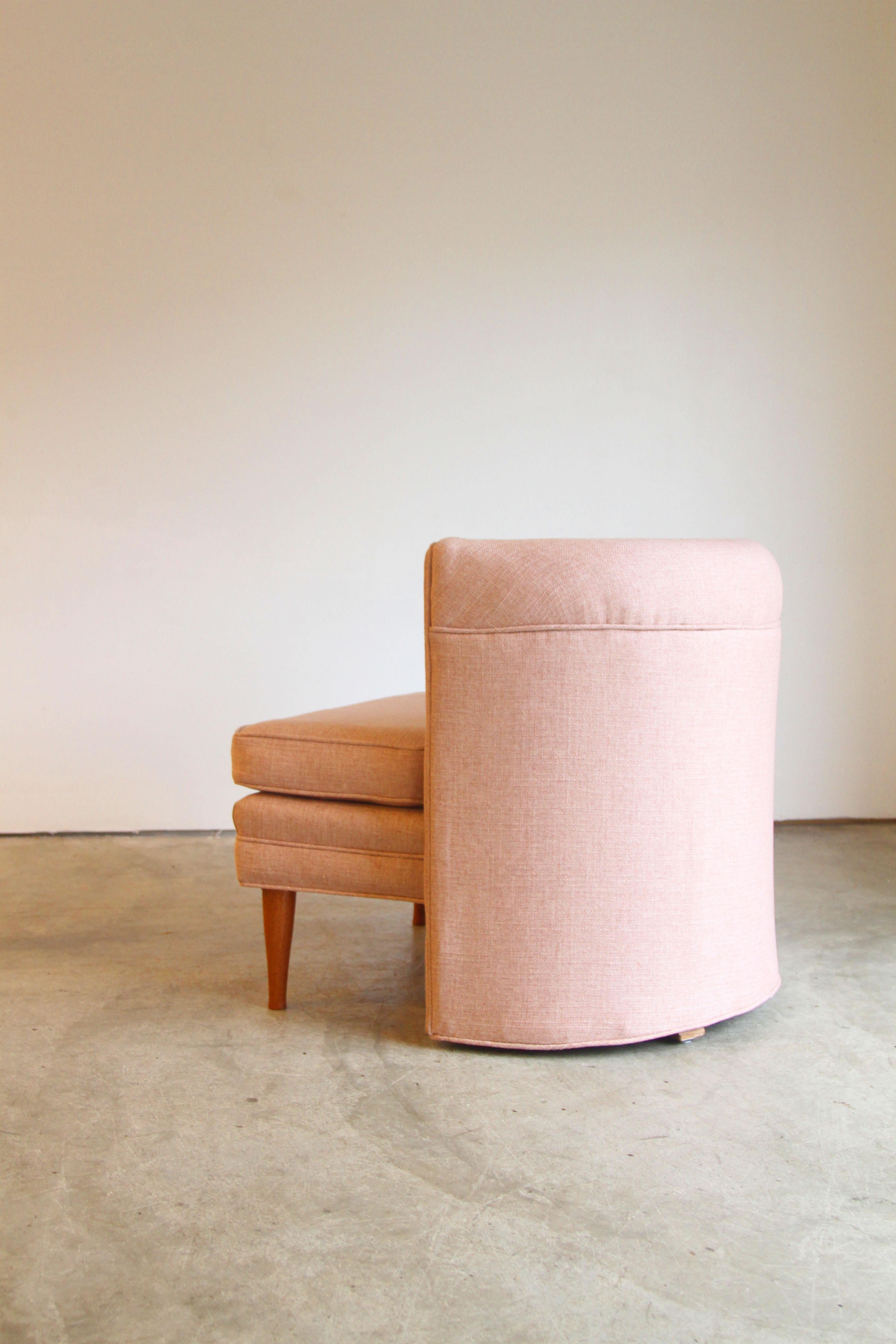 Dramatic Pair of Newly Upholstered Blush Pink Lounge Chairs 6