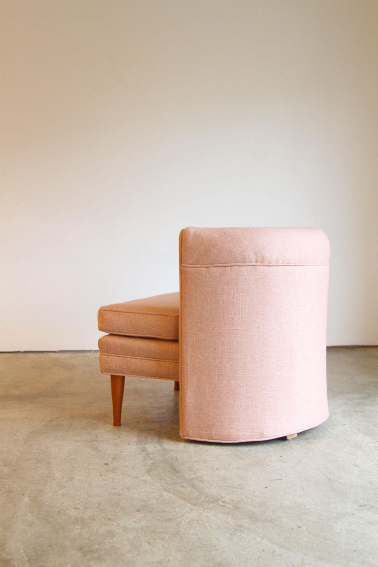 Dramatic Pair of Newly Upholstered Blush Pink Lounge Chairs at 1stDibs