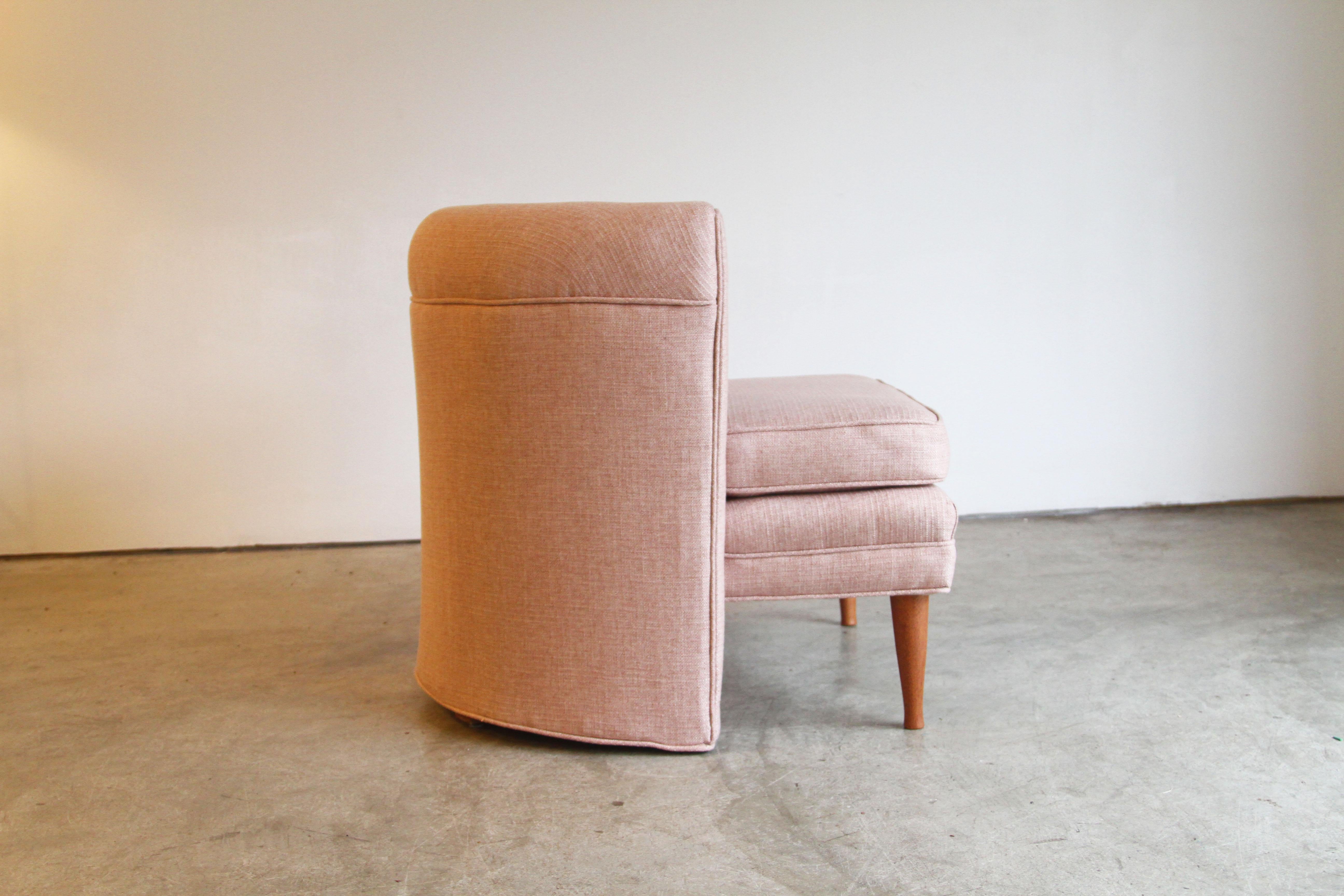 20th Century Dramatic Pair of Newly Upholstered Blush Pink Lounge Chairs