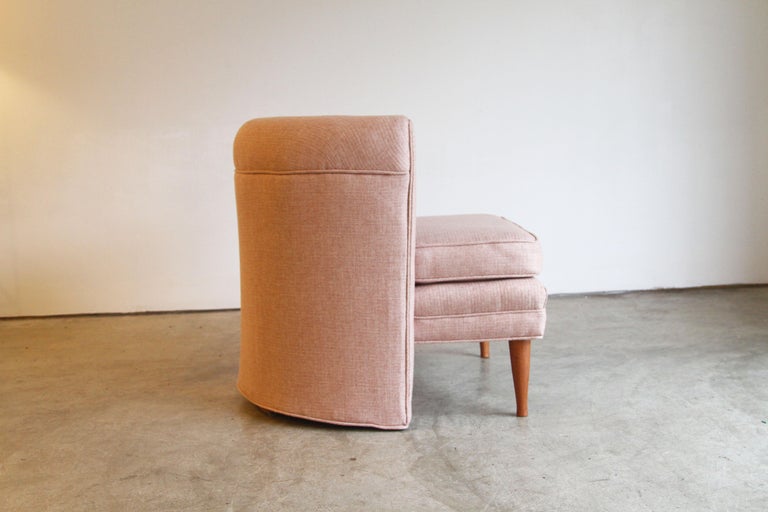 Dramatic Pair of Newly Upholstered Blush Pink Lounge Chairs at 1stDibs