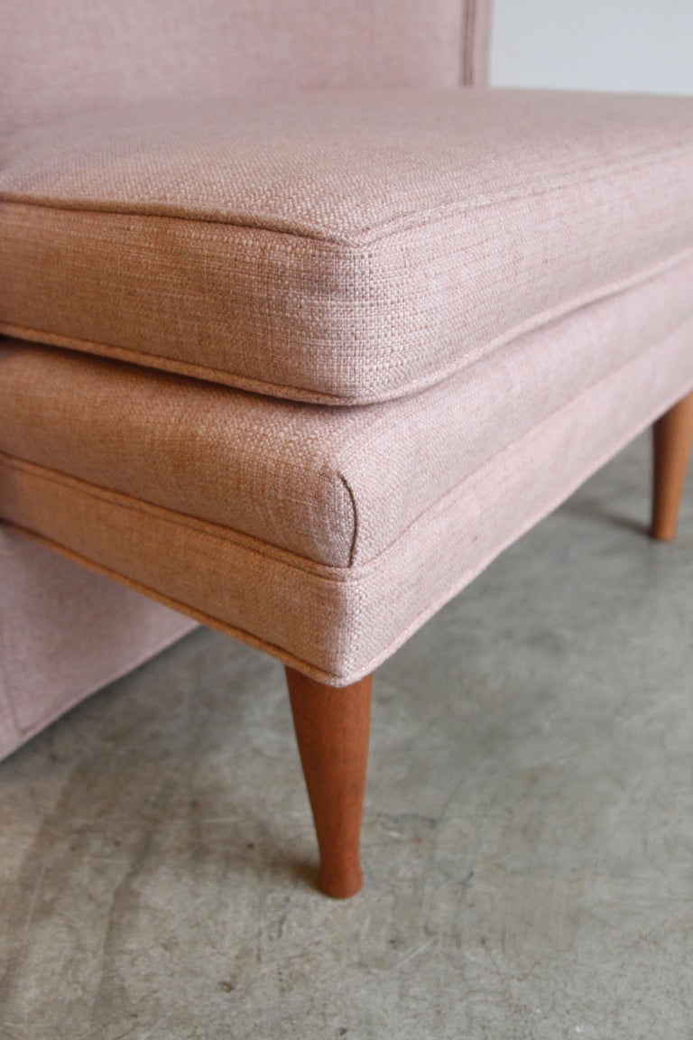 Dramatic Pair of Newly Upholstered Blush Pink Lounge Chairs at 1stDibs