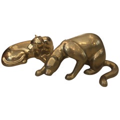 Dramatic Pair of Brass Panthers