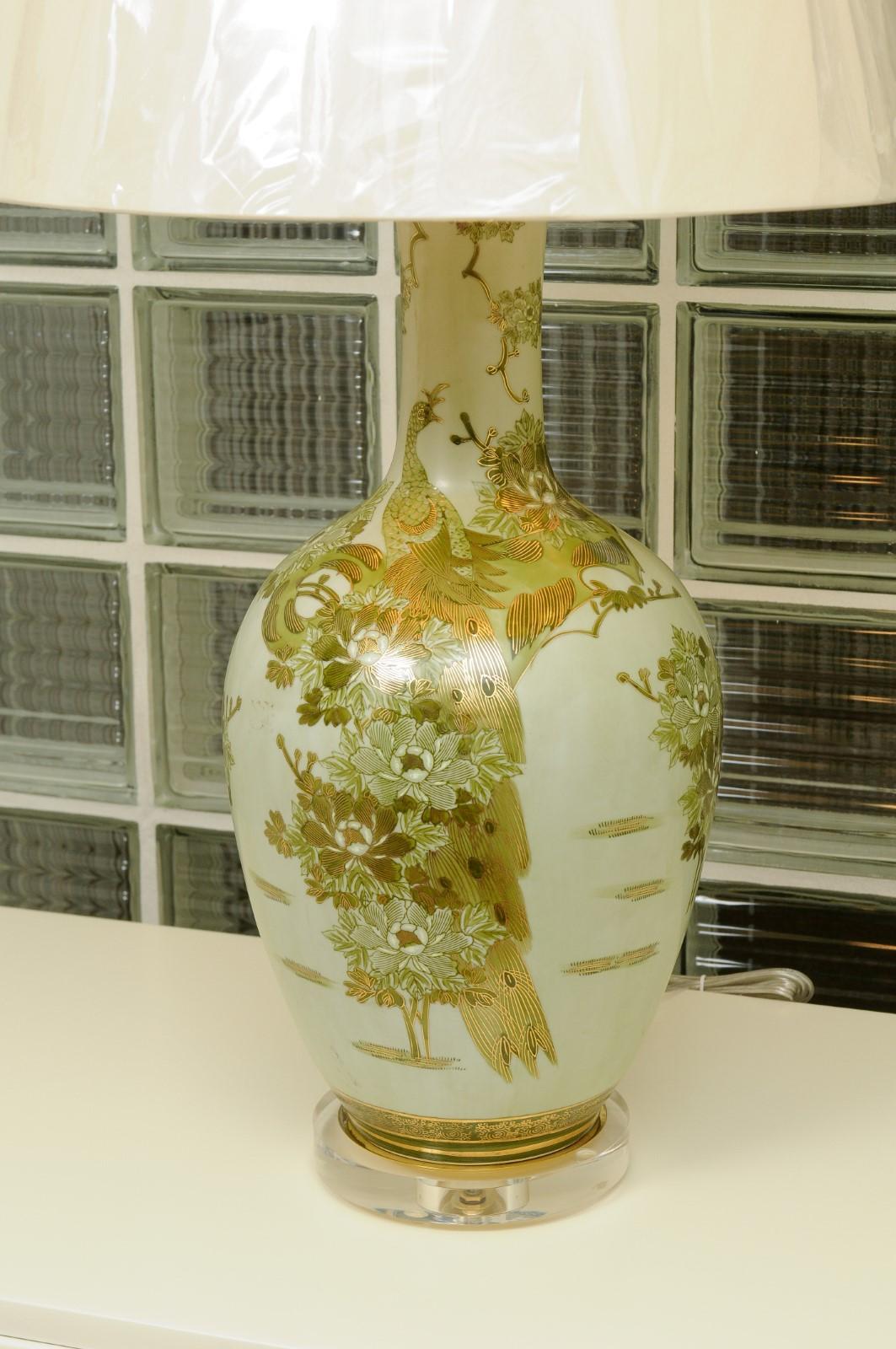 Drammatica coppia di lampade asiatiche dipinte a mano di Marbro, circa 1960 in vendita 3