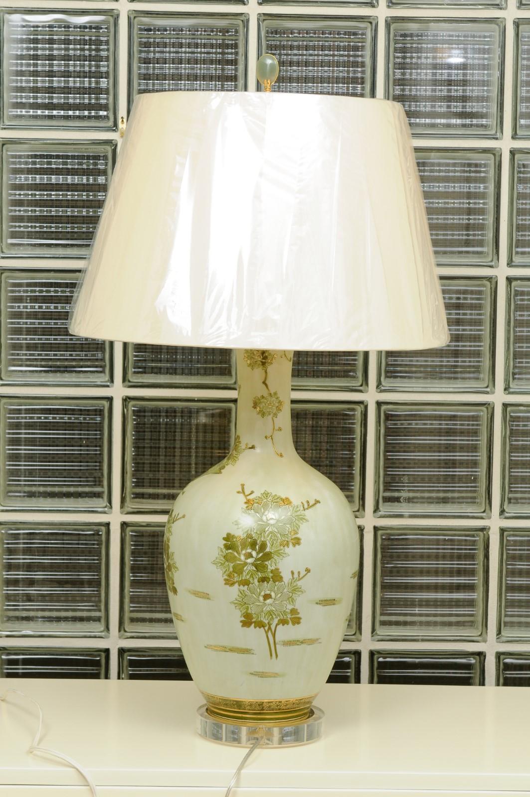 Drammatica coppia di lampade asiatiche dipinte a mano di Marbro, circa 1960 in vendita 5