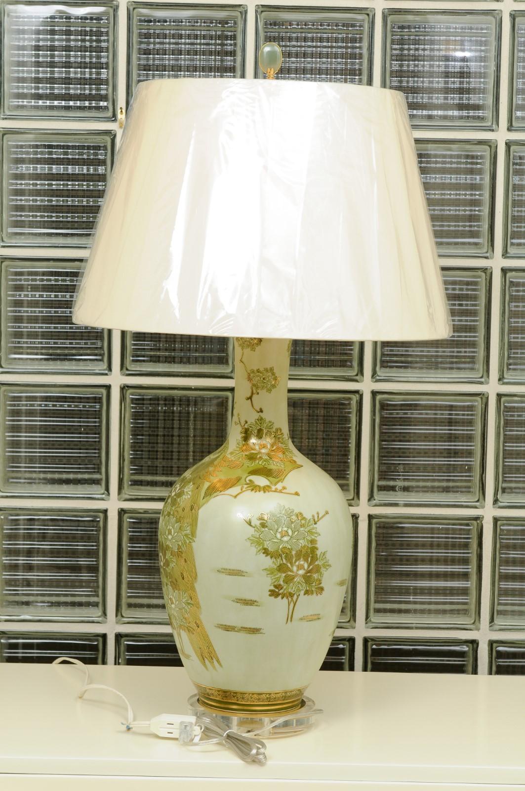 Drammatica coppia di lampade asiatiche dipinte a mano di Marbro, circa 1960 in vendita 7