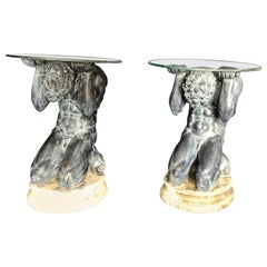 Dramatic Pair of Sculptural Atlas Side Tables