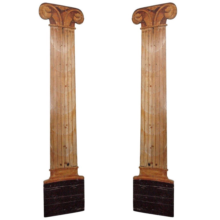 Pair of French trompe l'oeil columns, ca. 1920, offered by Soniat House Antiques