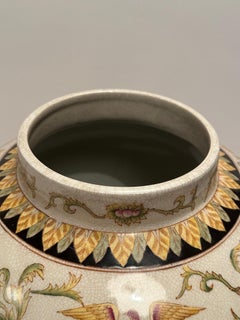 Dramatic Pair of Very Large Portrait Motif Majolica Lidded Vases