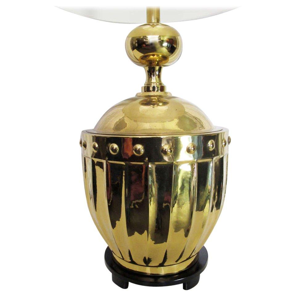 Dramatic Parzinger Style Brass Mid-Century Lamp For Sale