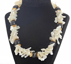 AJD Super Dramatic 19.5" Pearl Shell & Real Chocolate Moonstones Necklace
