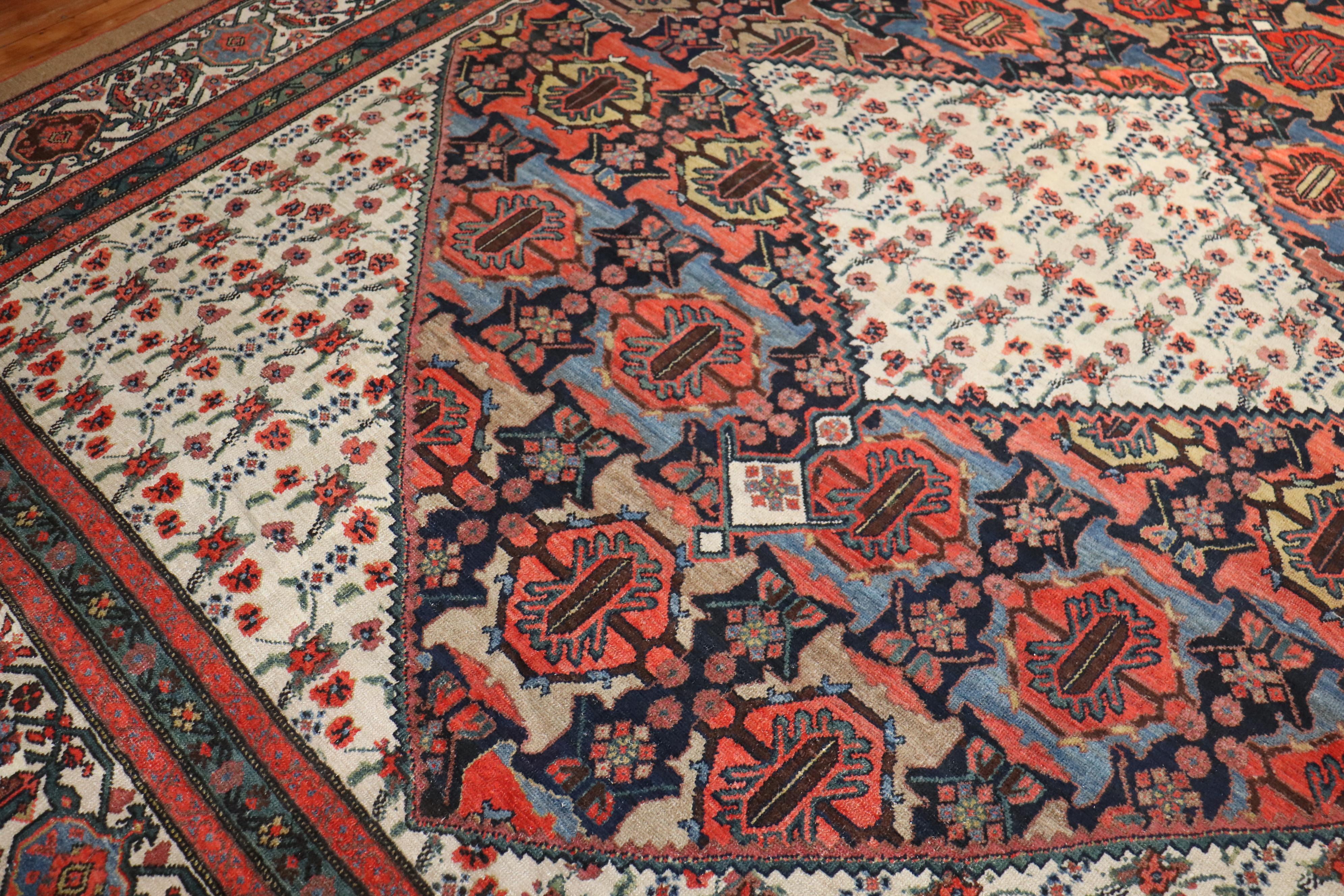 Dramatic Persian Hamedan Serab Decorative Square Room Rug In Good Condition For Sale In New York, NY