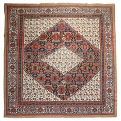 Zabihi Collection Dramatic Persian Hamedan Serab Decorative Square Room Rug