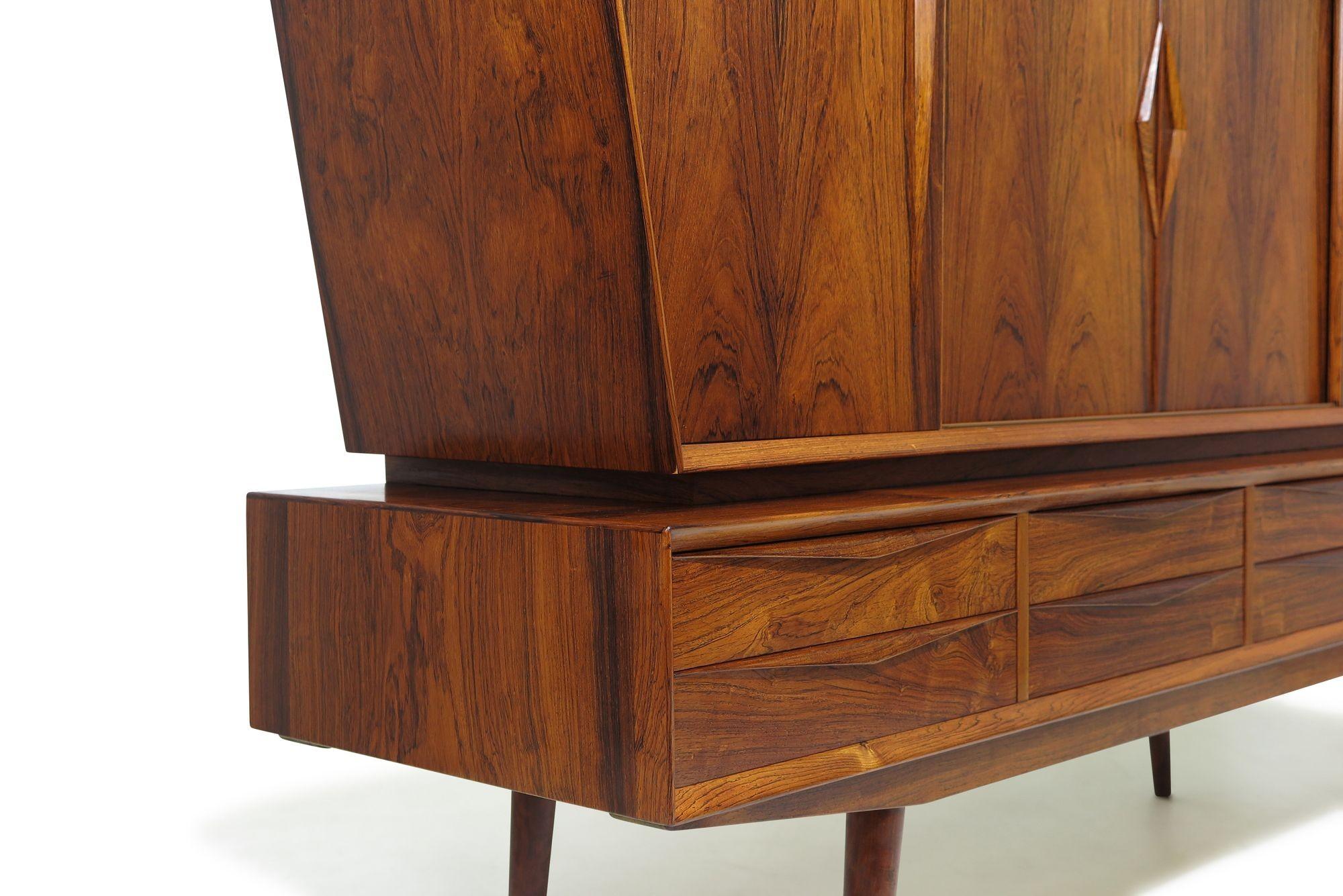Dramatic Scandinavian Rosewood Credenza Sideboard For Sale 5