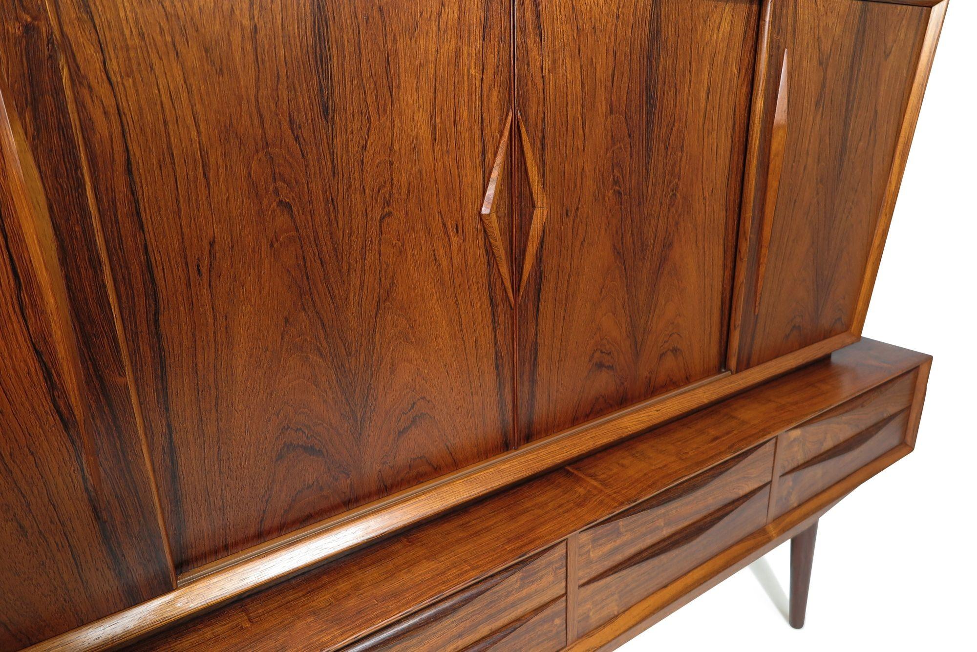 Oiled Dramatic Scandinavian Rosewood Credenza Sideboard For Sale