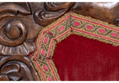 Dramatic Set of 17th Century Style Carved and Velvet Upholstered Dining Chairs