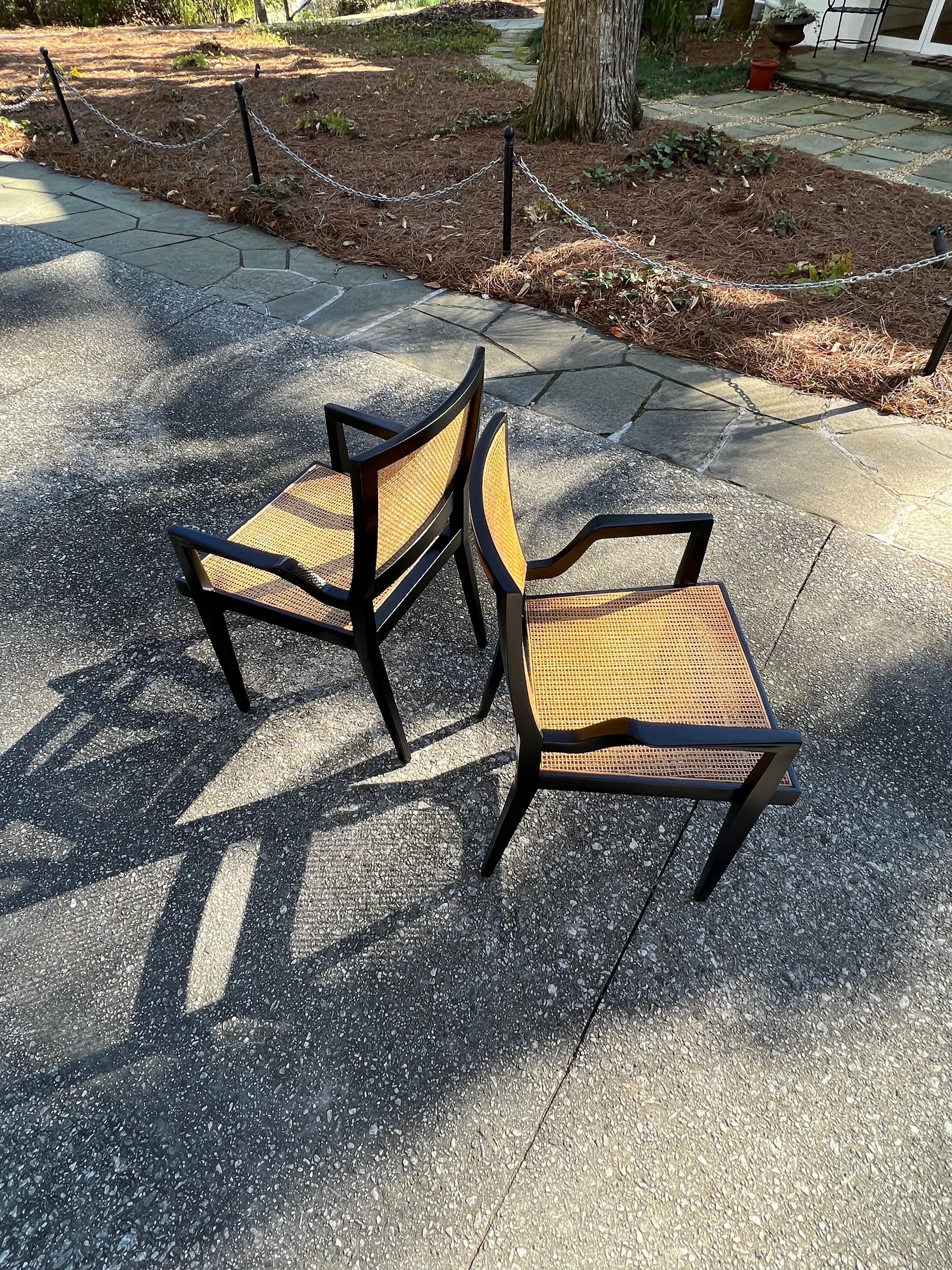 This large ALL ARMS set of impossible to find seating examples is unique on the World market. These magnificent dining chairs are shipped as professionally photographed and described in the listing narrative: meticulously professionally restored and