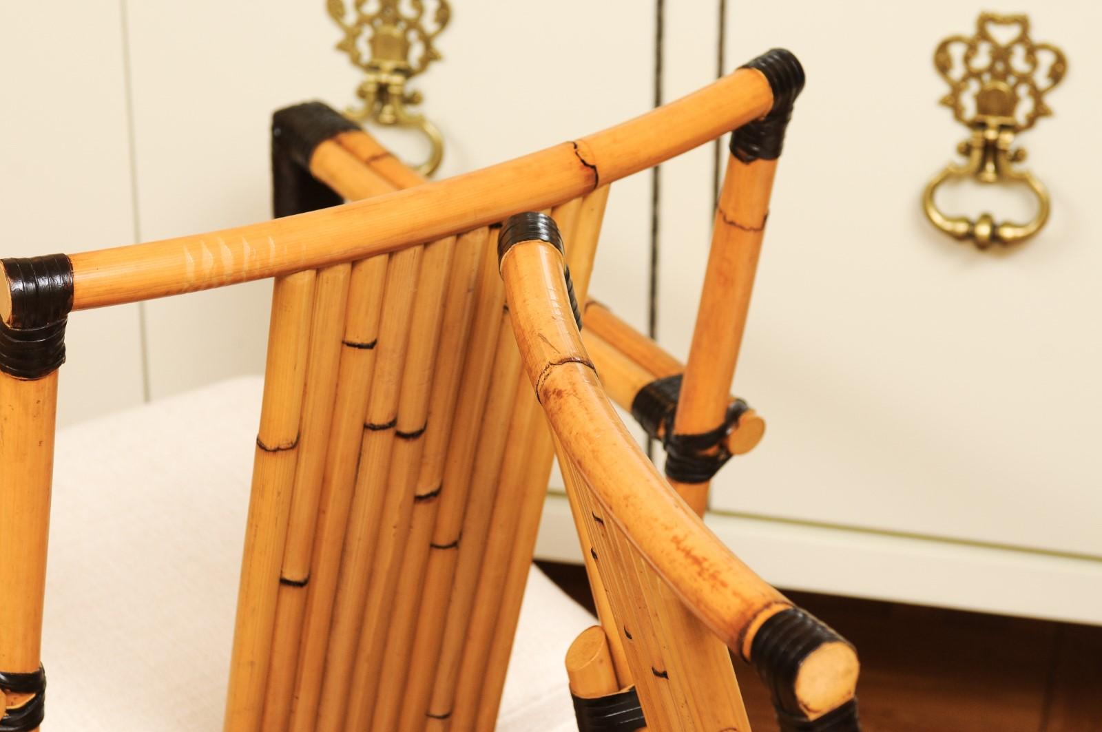 Ensemble spectaculaire de 8 chaises vintage John Hutton pour Sutherland Cane Wicker Bamboo en vente 8