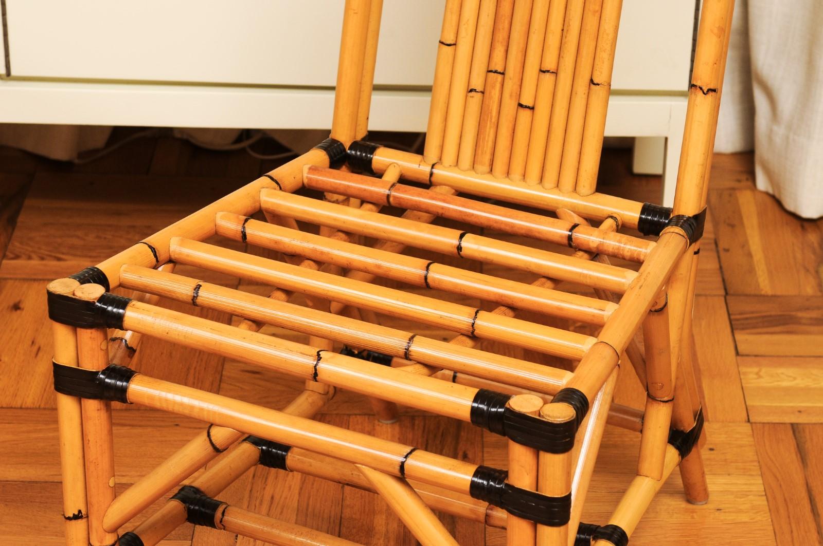 Ensemble spectaculaire de 8 chaises vintage John Hutton pour Sutherland Cane Wicker Bamboo en vente 9