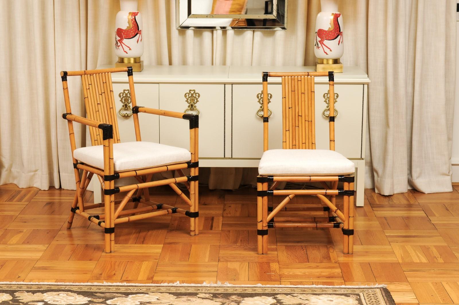 The magnificent set is shipped as professionally photographed and described in the listing narrative: Meticulously professionally restored, newly custom upholstered and completely installation ready. Expert custom upholstery service is