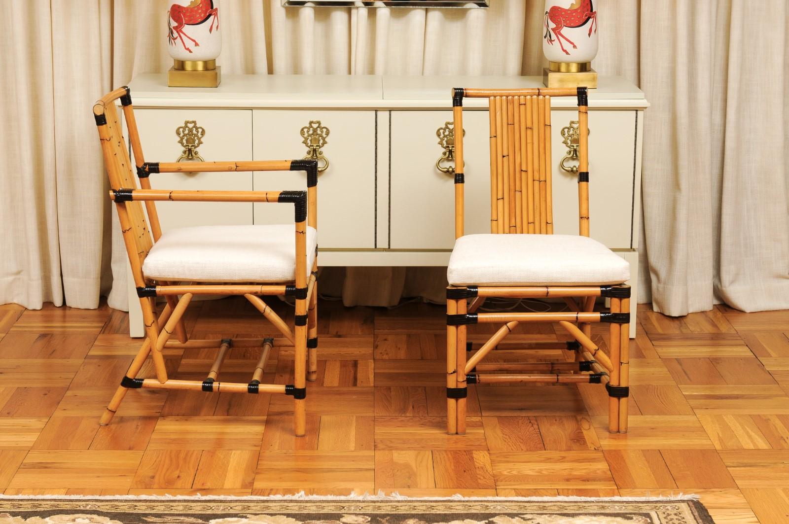 Ensemble spectaculaire de 8 chaises vintage John Hutton pour Sutherland Cane Wicker Bamboo en vente 1