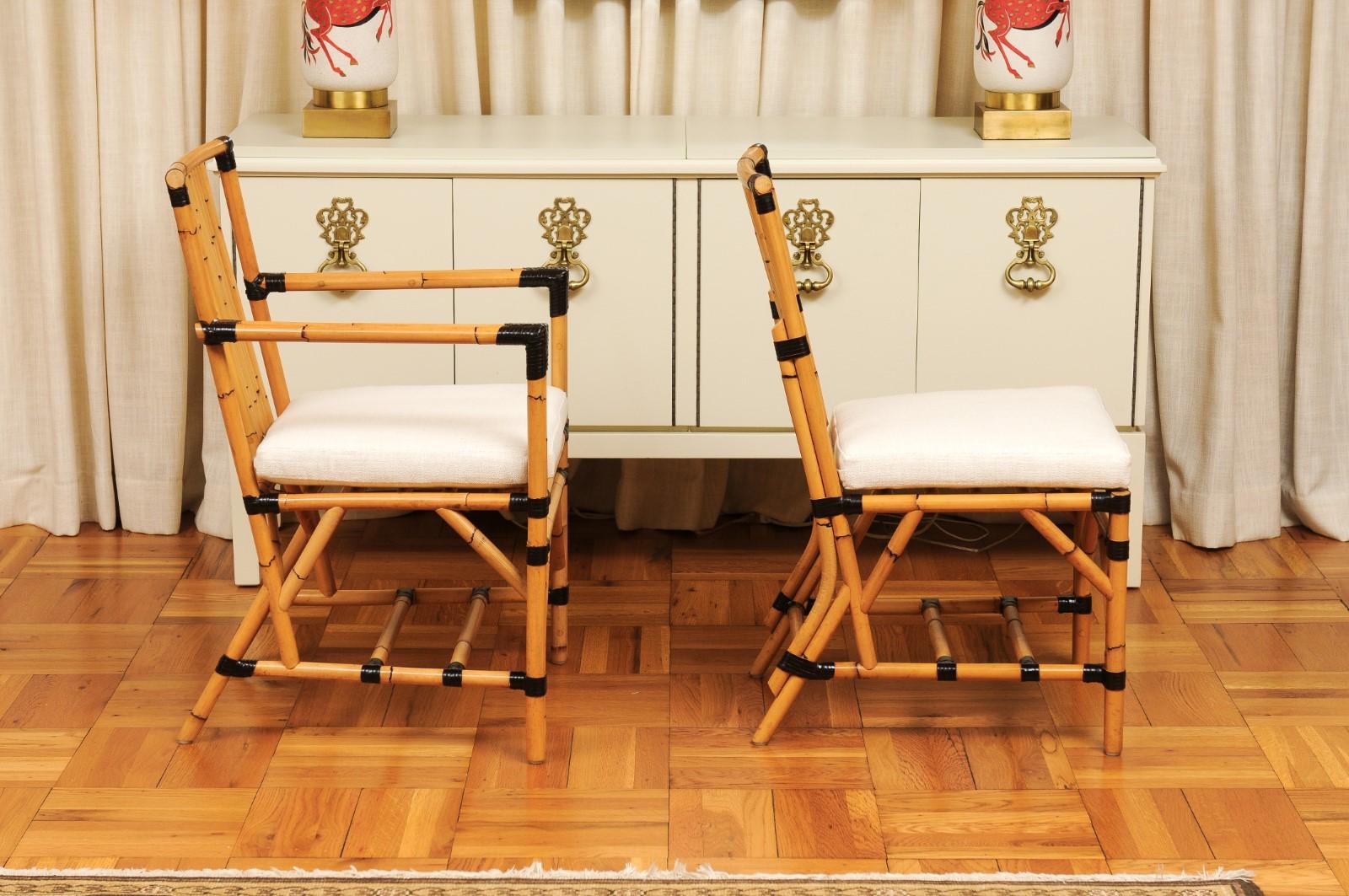 Ensemble spectaculaire de 8 chaises vintage John Hutton pour Sutherland Cane Wicker Bamboo en vente 2