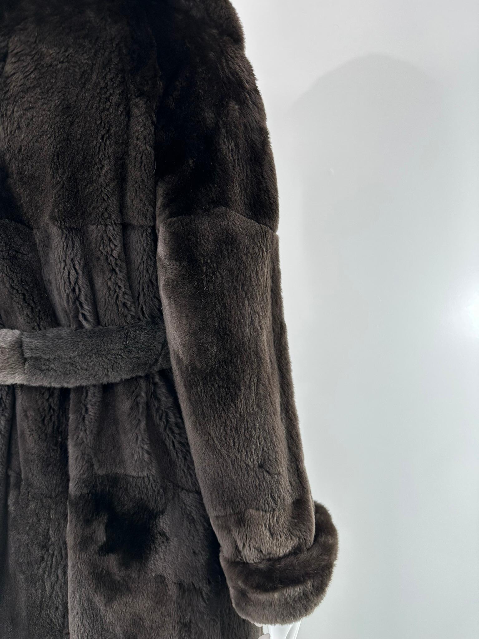 Drammatico cappotto di pelliccia di castoro con cintura di lunghezza maxi a metà degli anni '90 Sonia Rykiel in vendita 10