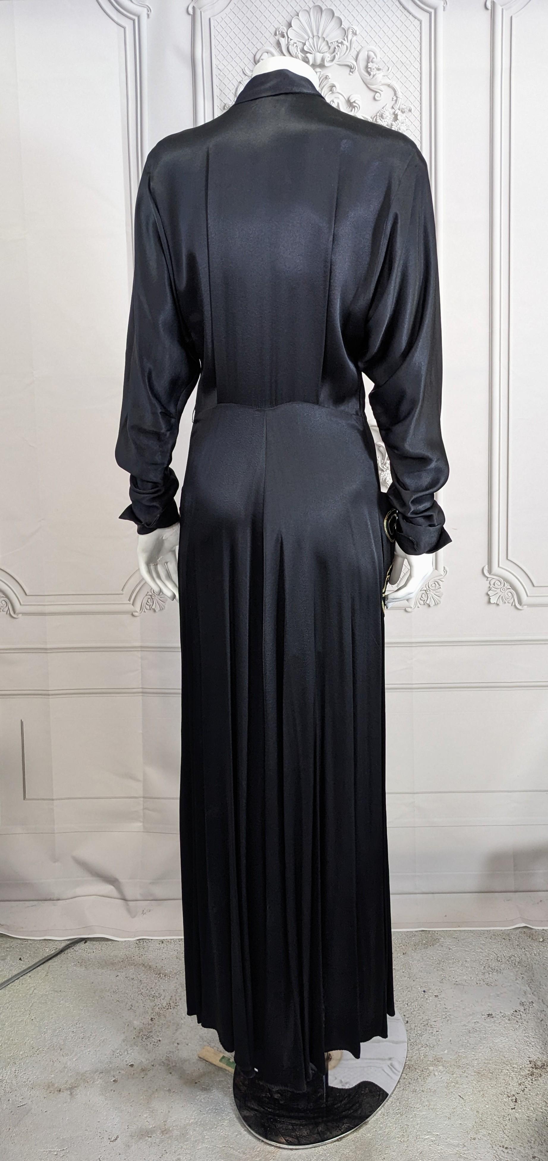 Dramatic Silk Satin Embroidered Dressing Gown For Sale 8