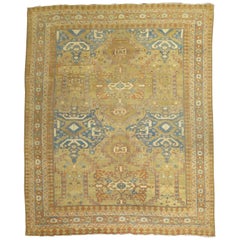 Antique Dramatic Soft Blue and Camel Persian Bakshaish Rug