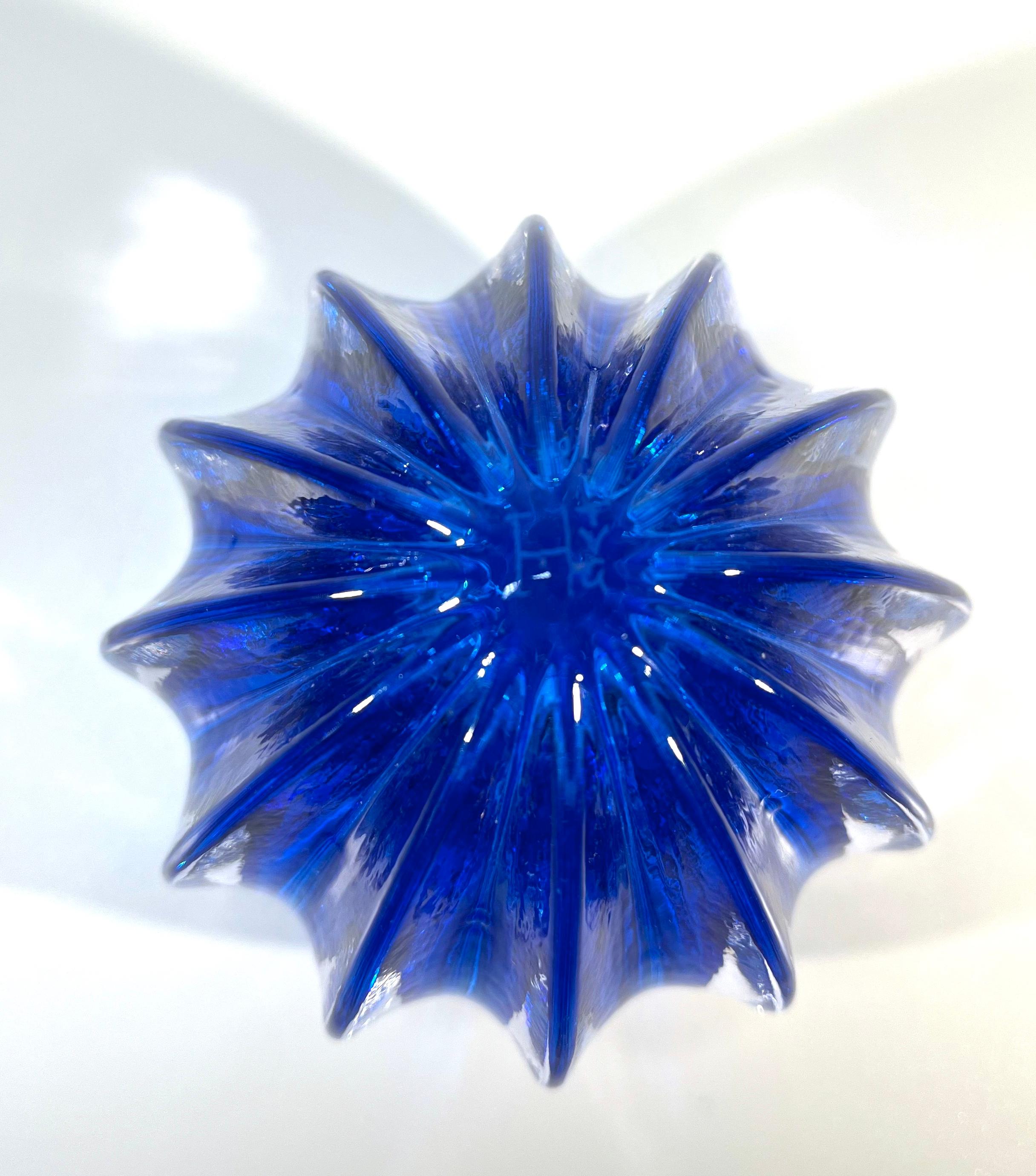 Dramatic Stemmed Fruit Cobalt Blue Crystal Perfume Bottle, England 1980's 5
