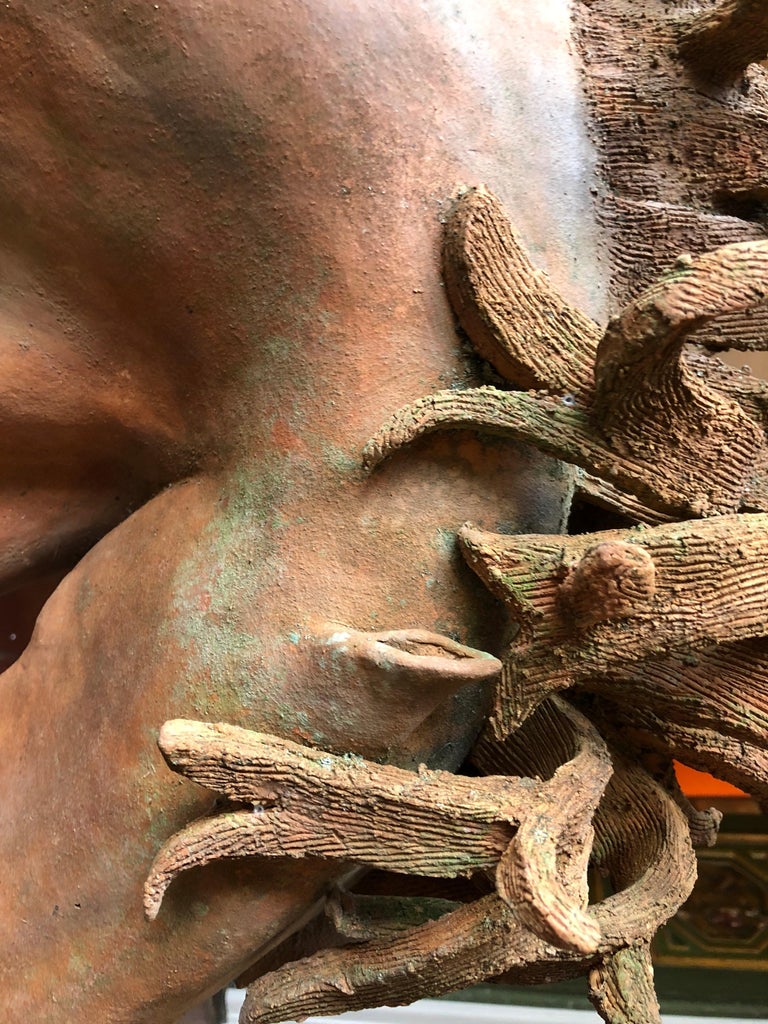 Dramatic Terra Cotta Horse Head Sculpture For Sale at 1stDibs