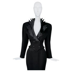 Dramatic Thierry Mugler FW1990 Archival Black Skirt Suit Sculptural