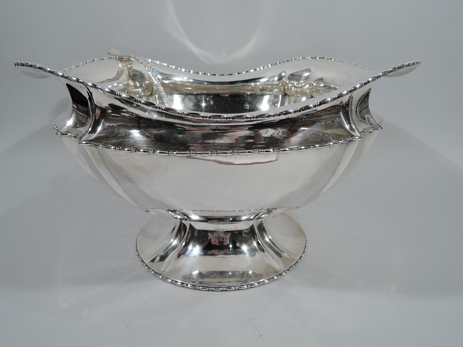 American Dramatic Tiffany Marquise Sterling Silver Punch Bowl with Ladle