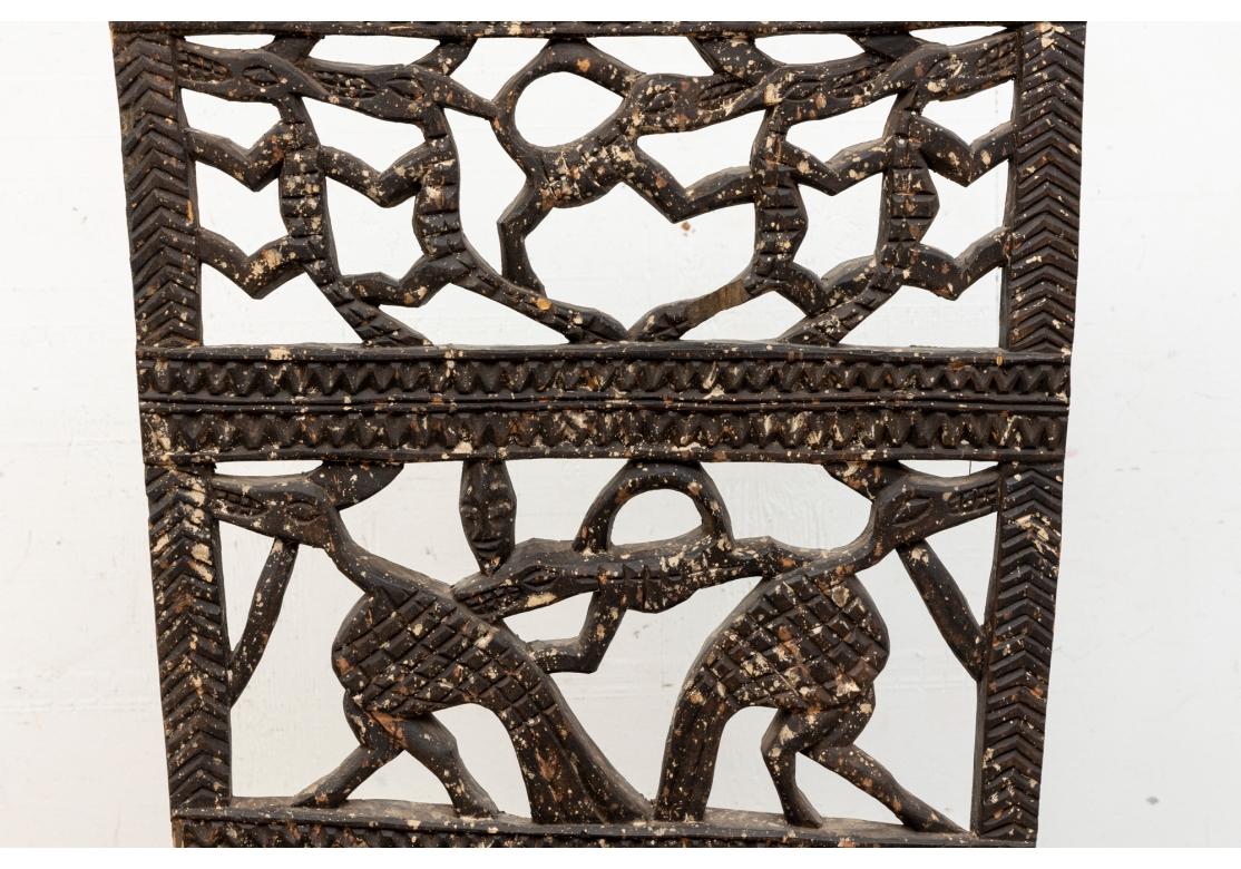 Wood Dramatic Tribal Pierced African Panel For Sale