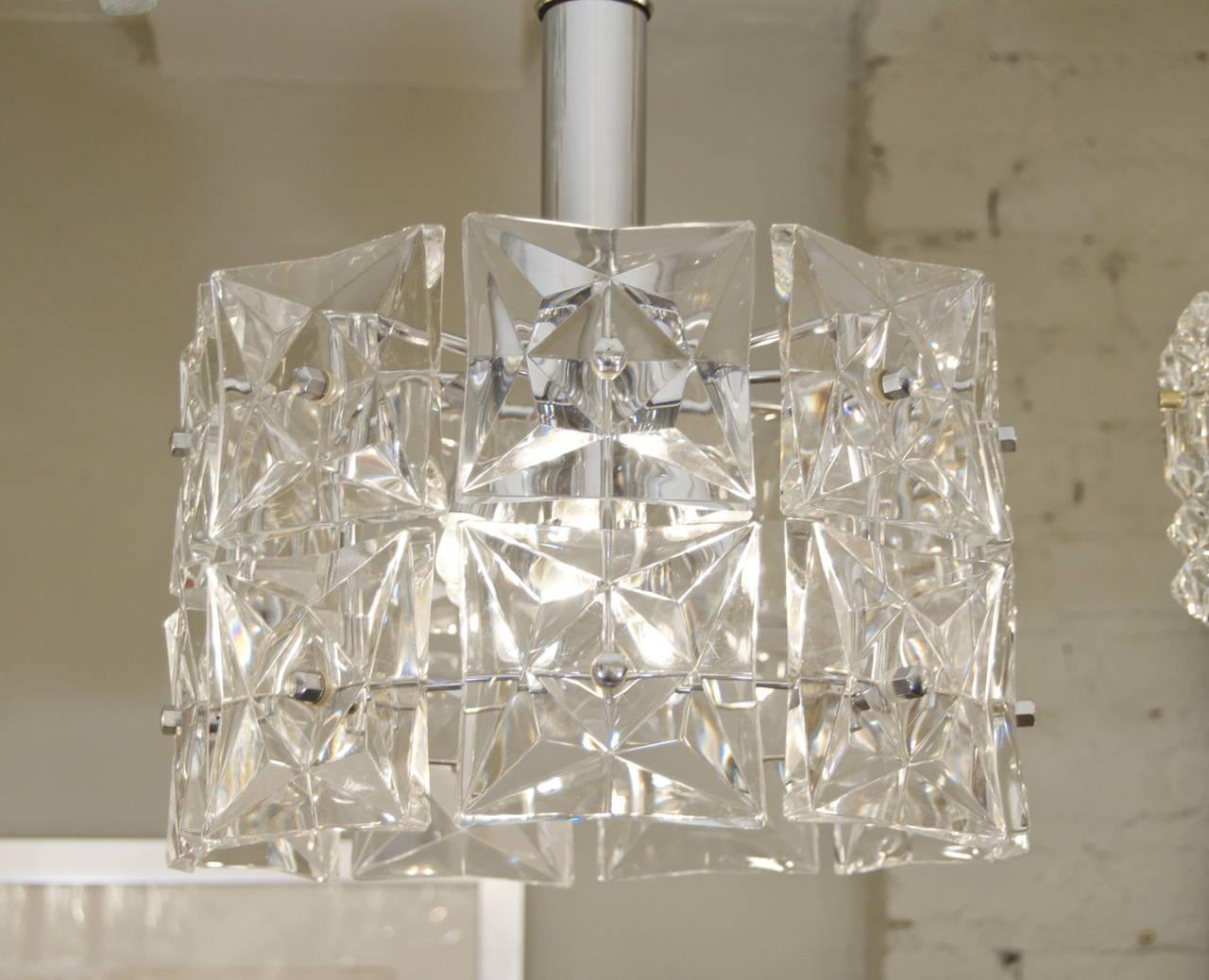 German Dramatic Two-Tier Kinkeldey Chandelier with Square Crystals For Sale