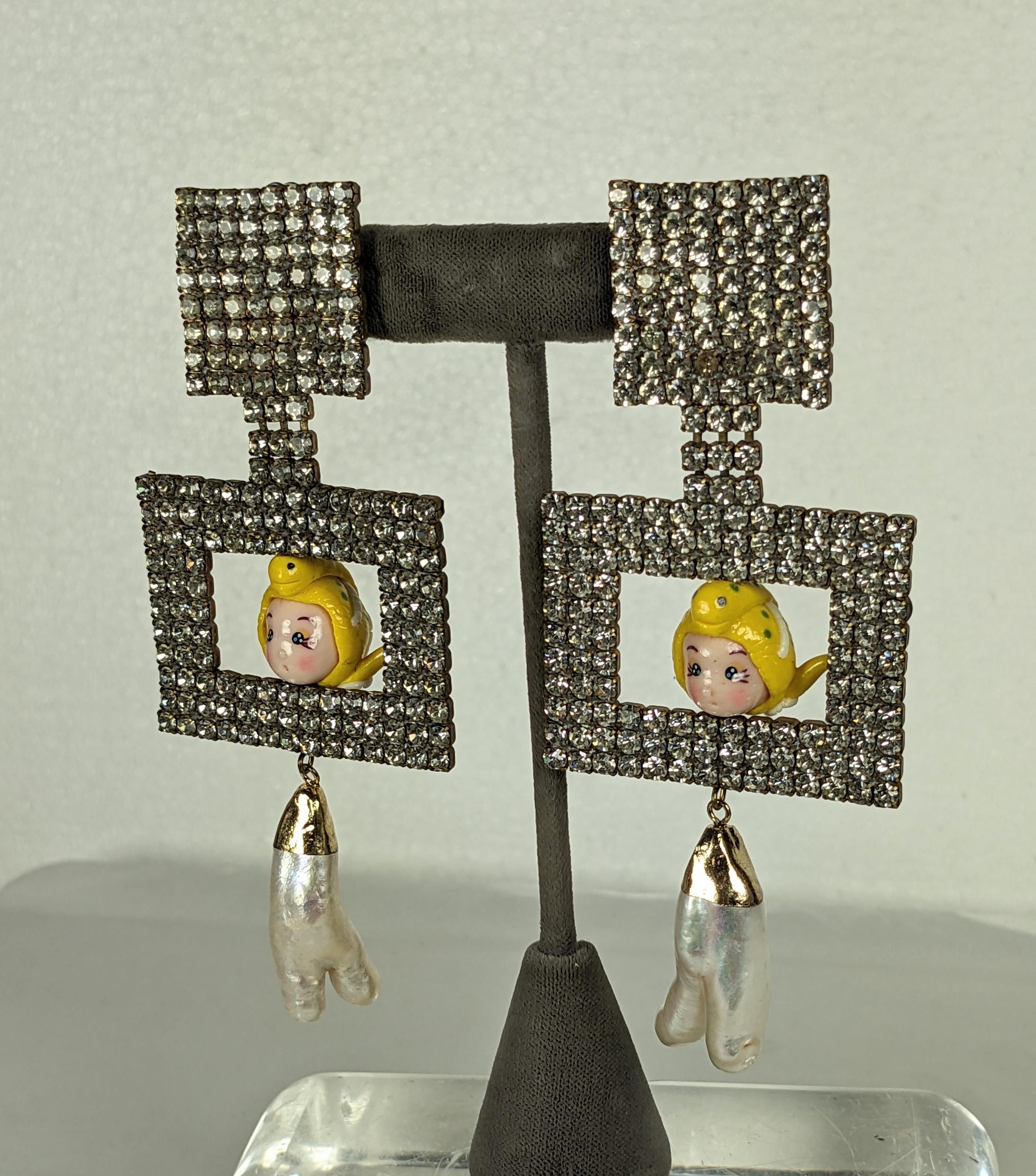 Women's or Men's Dramatic Upcycled Earrings, Studio VL  For Sale