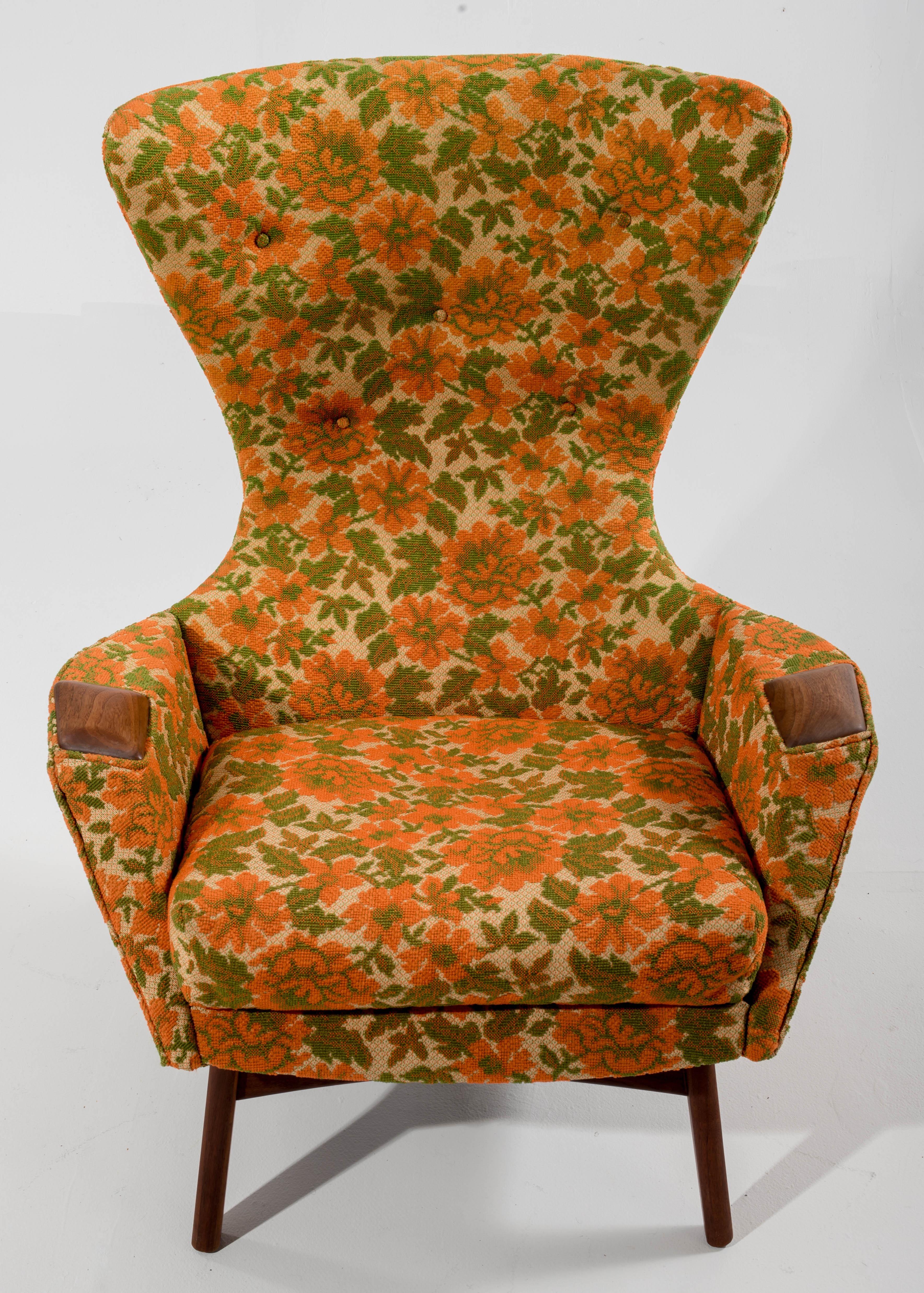 Dramatic Vintage Adrian Pearsall Wingback Club Lounge Chair 1
