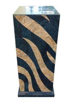Dramatic Vintage Maitland Smith Tall Tapered Marble Stone Pedestal Tiger Print