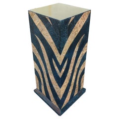 Dramatic Vintage Maitland Smith Tall Tapered Marble Stone Pedestal Tiger Print  
