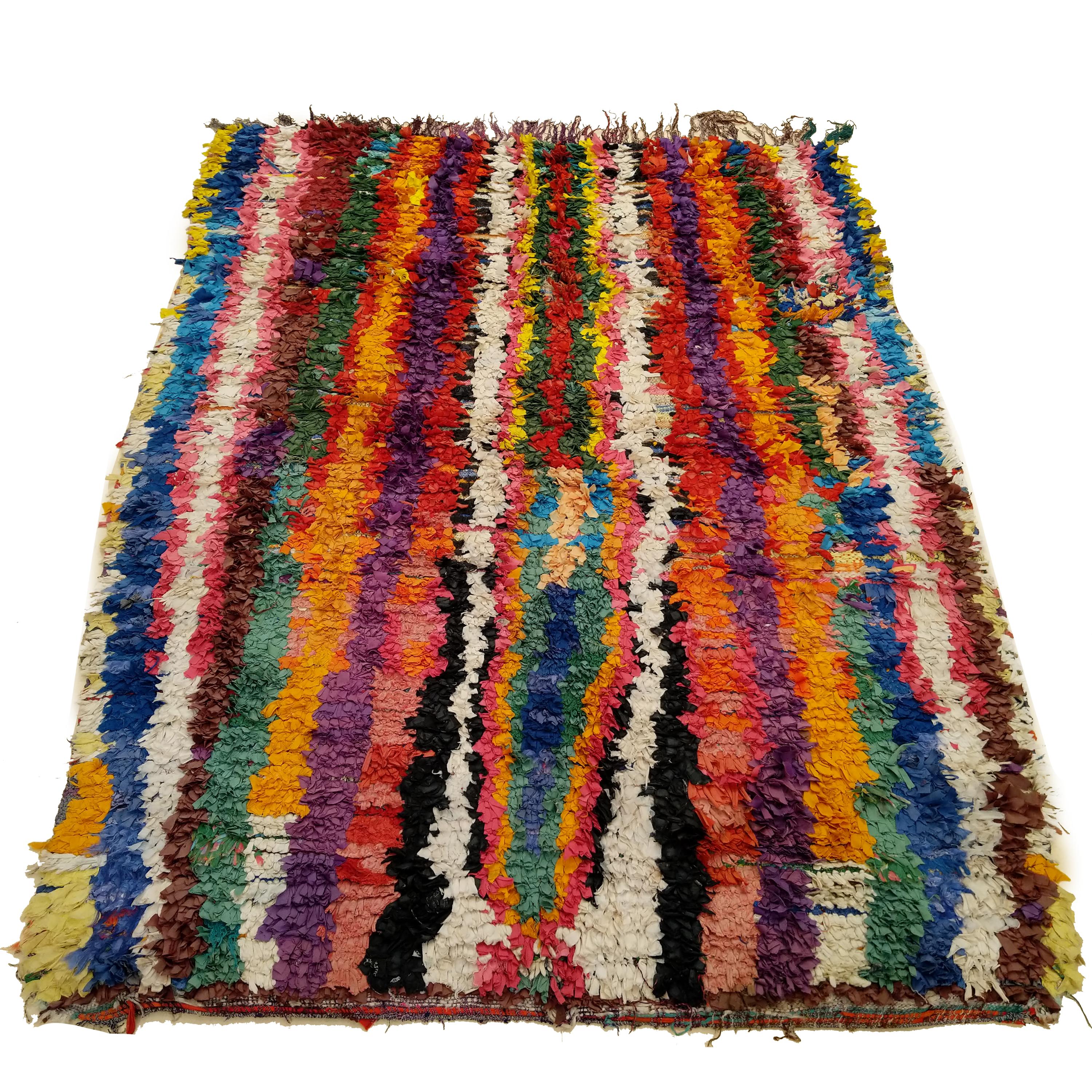 A very unusual Berber rug from the Boujad region, located on the foothills of the central High Atlas mountains of Morocco, characterized by a bold, brushwork-like pattern of stacked niche-like elements culminating in a central niche leading into a