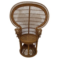 Dramatic Vintage Rattan Peacock Chair