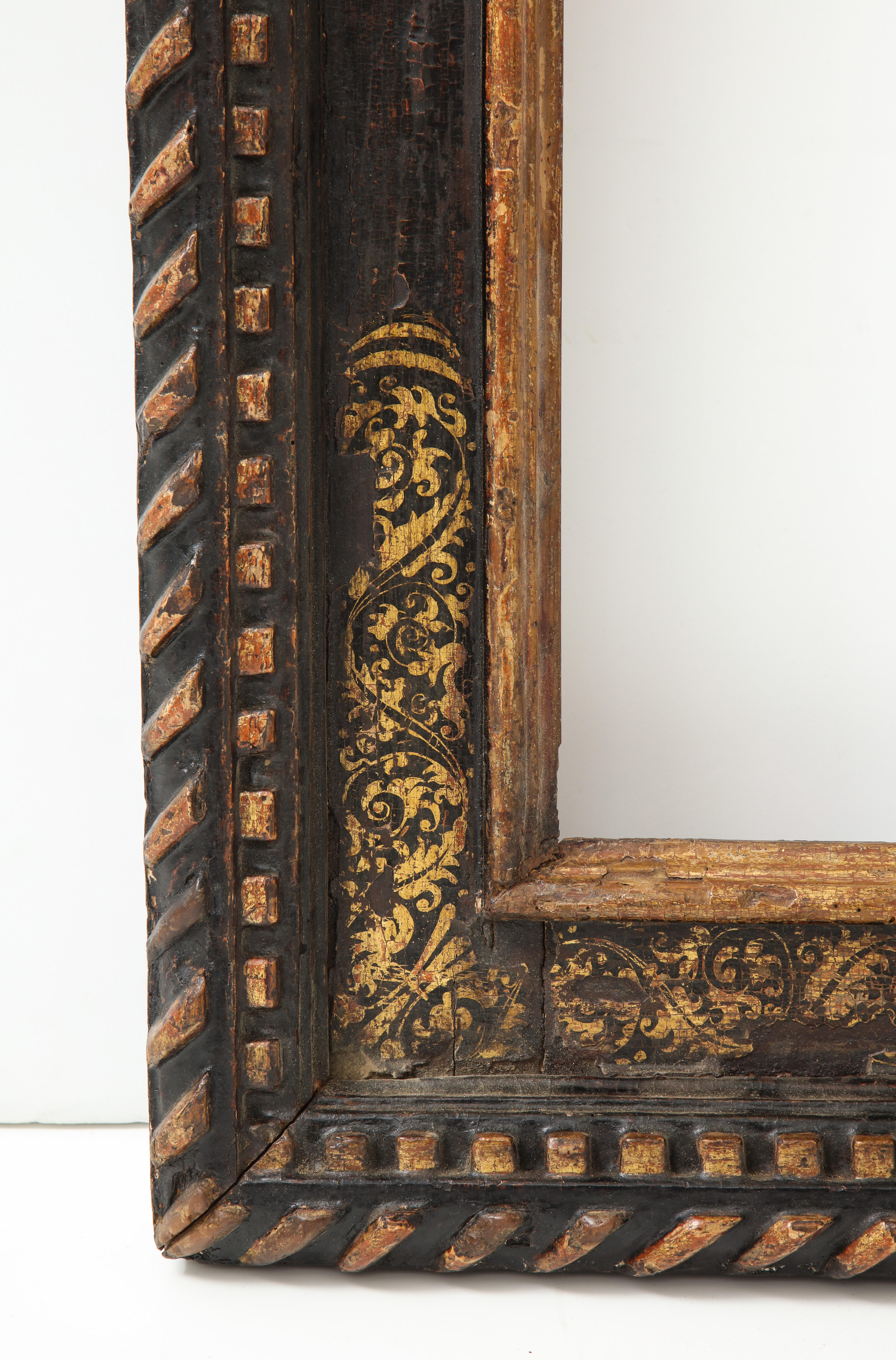 Dramatically Large Carved, Gilded and Polychrome Spanish Baroque Frame For Sale 4
