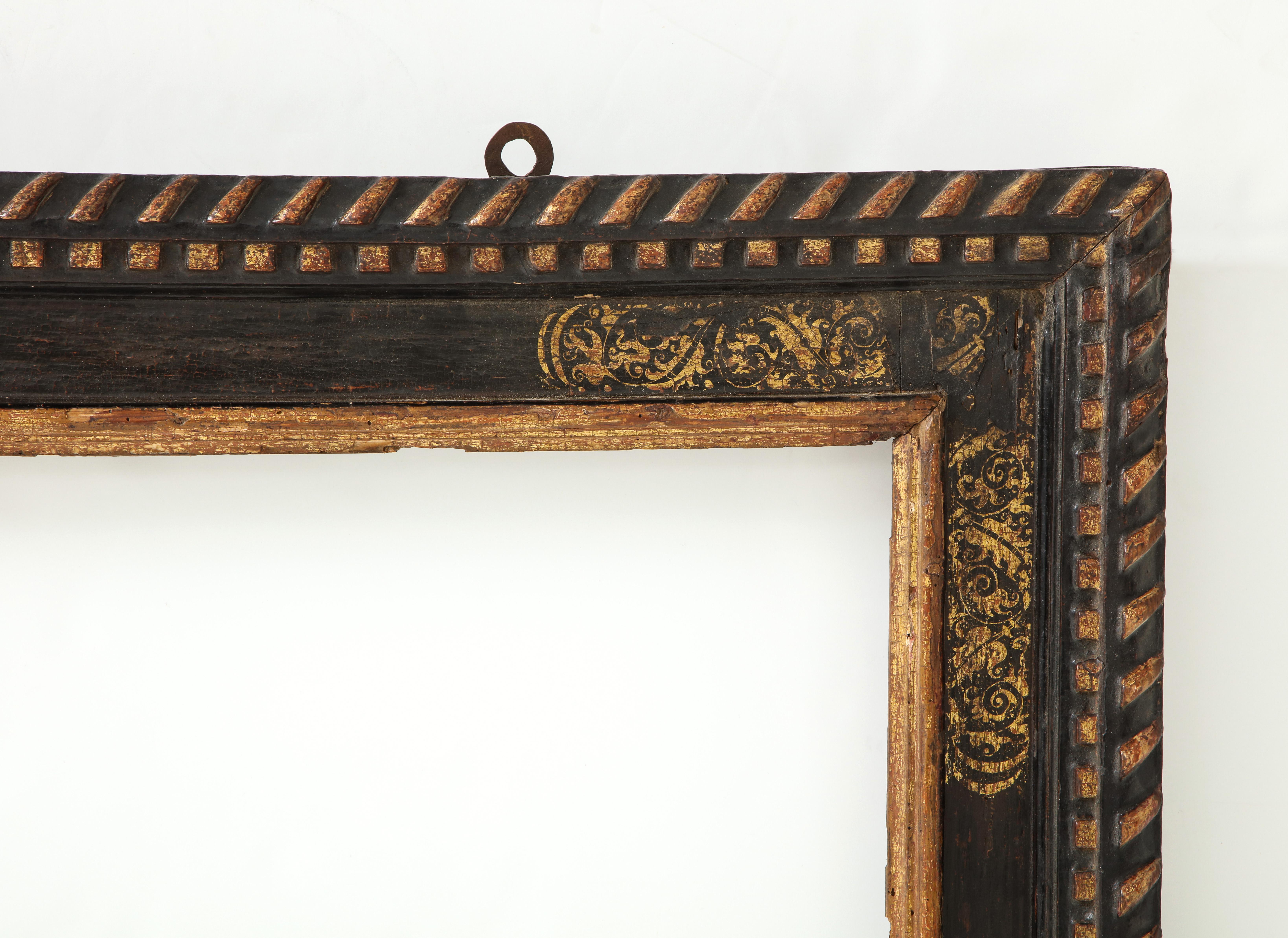 Dramatically Large Carved, Gilded and Polychrome Spanish Baroque Frame In Excellent Condition For Sale In New York, NY